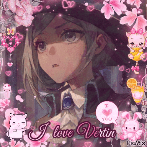 a picture of a girl with the words i love vertin on the bottom