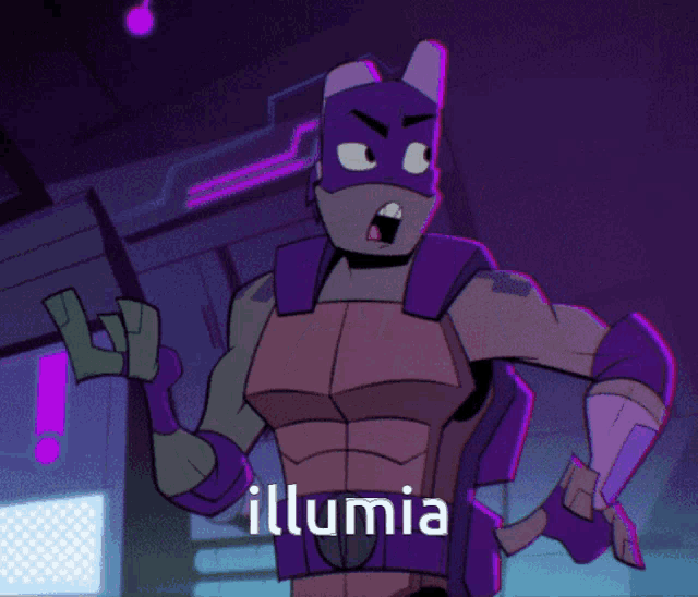 a cartoon character with the word illumina on the bottom of his chest