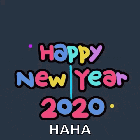 a colorful happy new year 2020 greeting card with fireworks in the background