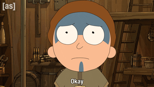 a cartoon character says okay in front of barrels