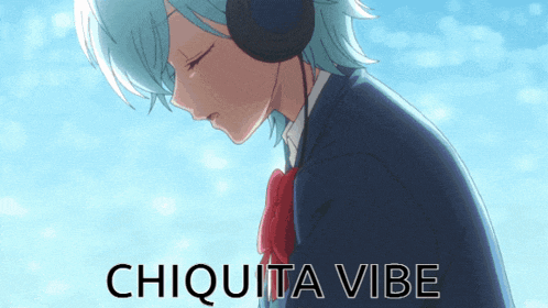 a picture of a girl wearing headphones and the words chiquita vibe