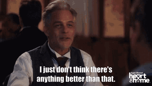 a man in a suit and tie says i just don 't think there 's anything better than that