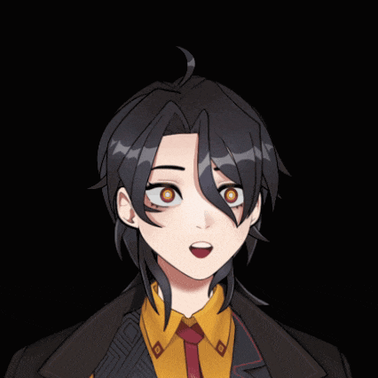 a drawing of a girl with black hair and red eyes