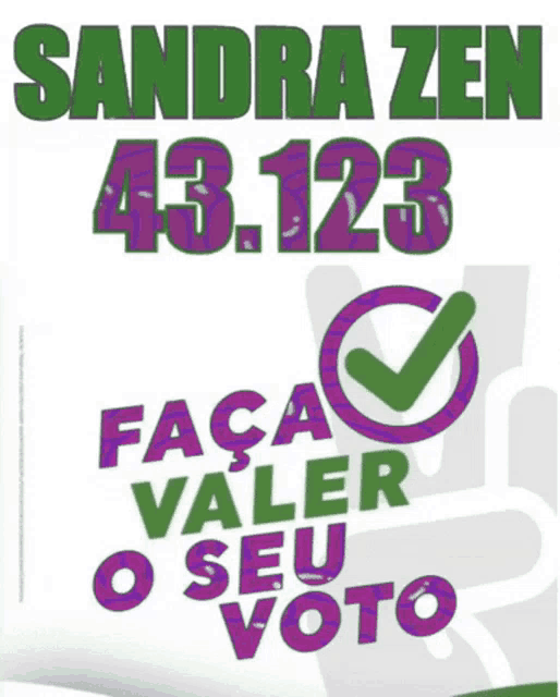 a poster that says sandra zen 43.123 on it