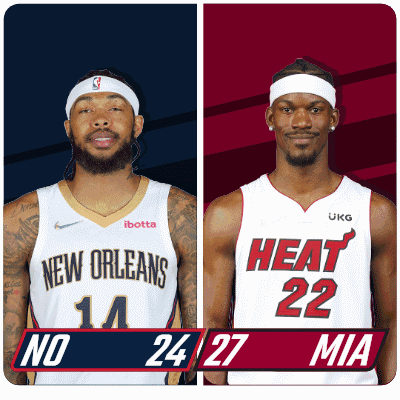 New Orleans Pelicans (24) Vs. Miami Heat (27) First-second Period Break GIF - Nba Basketball Nba 2021 GIFs