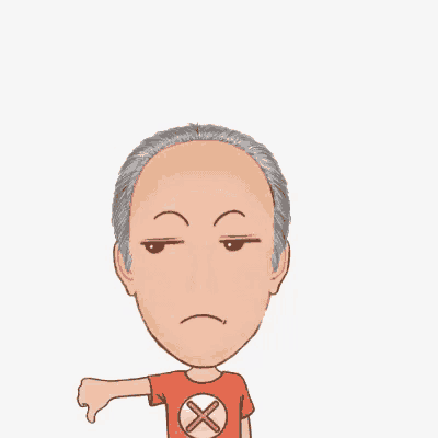 a cartoon man is giving a thumbs down gesture
