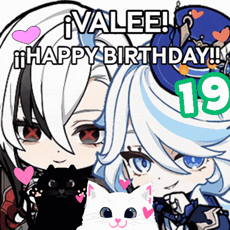a cartoon drawing of a girl and a cat that says happy birthday 19