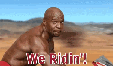 a shirtless man says we ridin ' in a desert