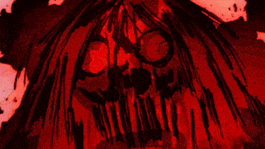 a drawing of a person 's face with blood coming out of it 's mouth