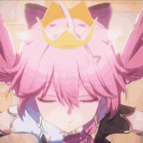 a girl with pink hair has a clock on her head and a bow on her head
