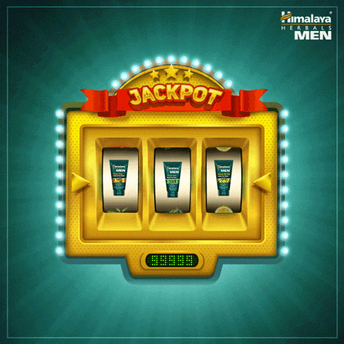 an advertisement for himalaya herbals men showing a slot machine