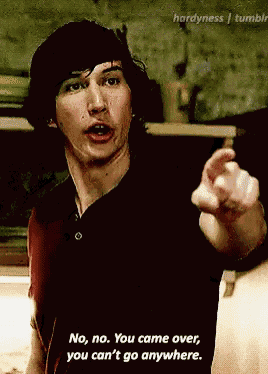 a man is pointing at the camera and says no no you came over you can t go anywhere
