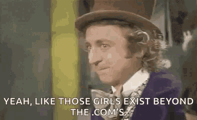 a man in a top hat and bow tie is talking about those girls exist beyond the com 's .