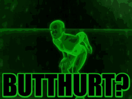 a green background with the word butthurt in black letters