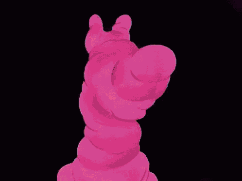 a cartoon character with pink hair is wrapped in a pink towel and splashing water .