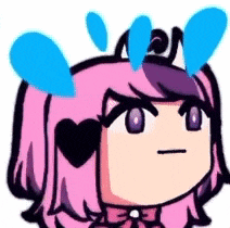 a cartoon girl with pink hair and a heart in her eyes is crying .