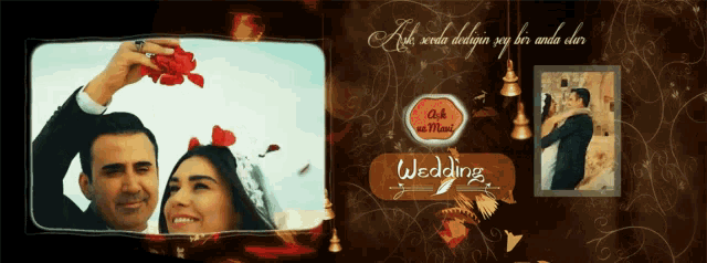 a picture of a bride and groom with the words wedding on the bottom right