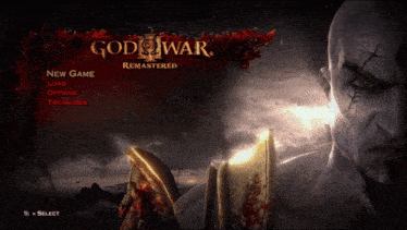 a video game called god of war remastered with a man holding a book