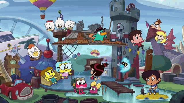 a group of cartoon characters including perry the platypus and star trek