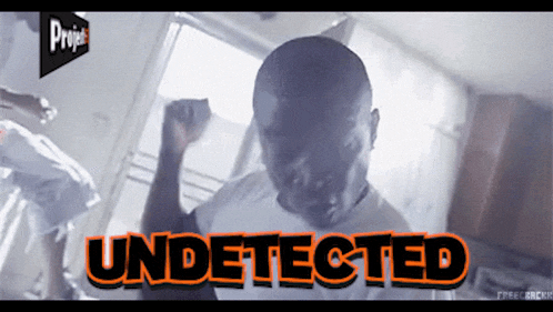 a man with his fist in the air with the word undetected behind him