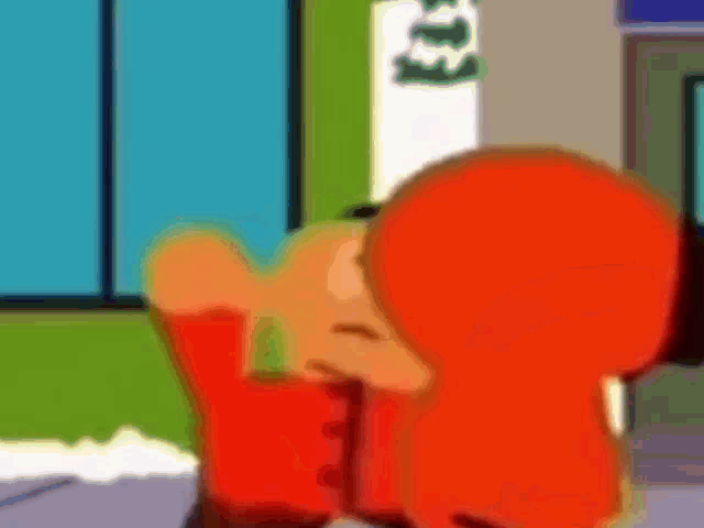 two cartoon characters are standing next to each other in front of a window with the number 33 on it