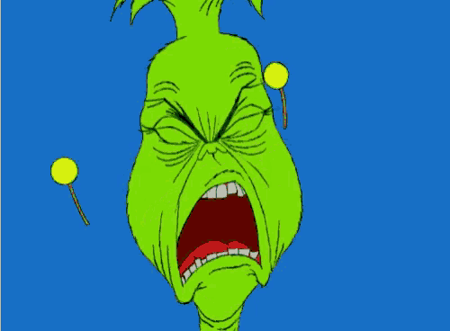 a cartoon of the grinch with a very angry expression on his face