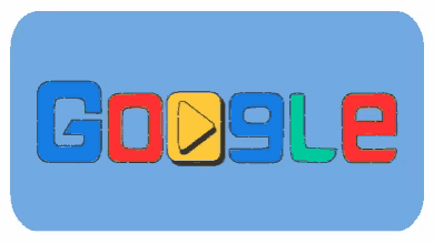 a google logo with a play button in the middle