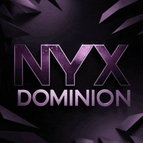a logo for nyx dominion with purple letters