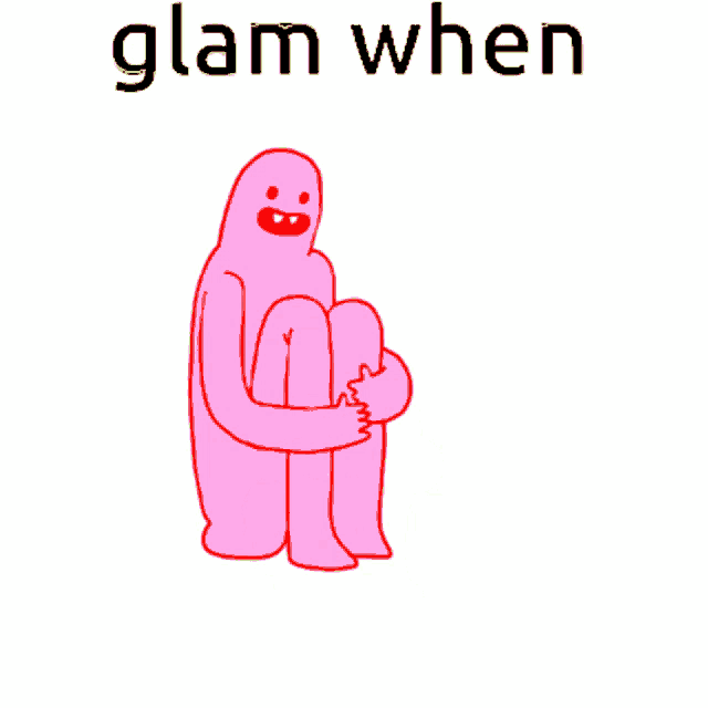 a cartoon drawing of a person laying down with the words glam when above it
