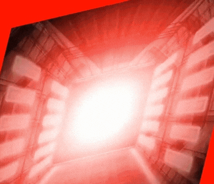 a red room with a white light coming out of the corner