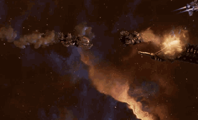 a space ship is being destroyed by a rocket