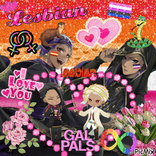 a collage of anime characters with the words lesbian gal pals written on the bottom