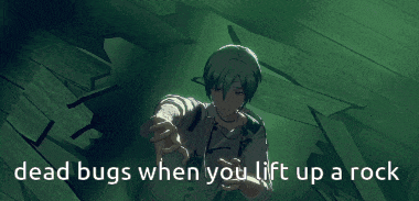 a picture of a boy with a bandage on his head with the words dead bugs when you lift up a rock