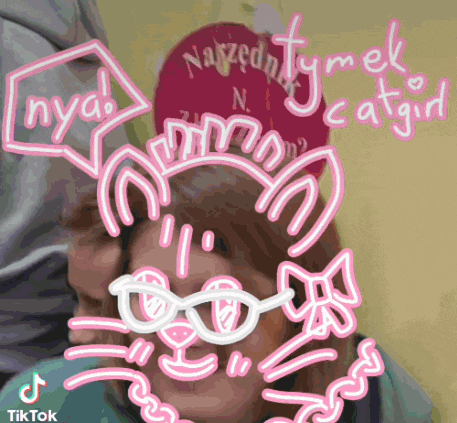 a drawing of a cat girl with a hat that says narzadtymek
