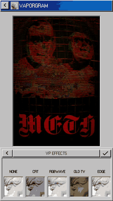 a screenshot of a program called vaporgram that allows you to choose different effects