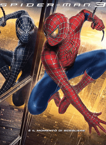 a poster for the movie spider-man 3 shows two spider-man characters