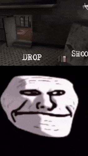 a screenshot of a video game with the words drop and shoot