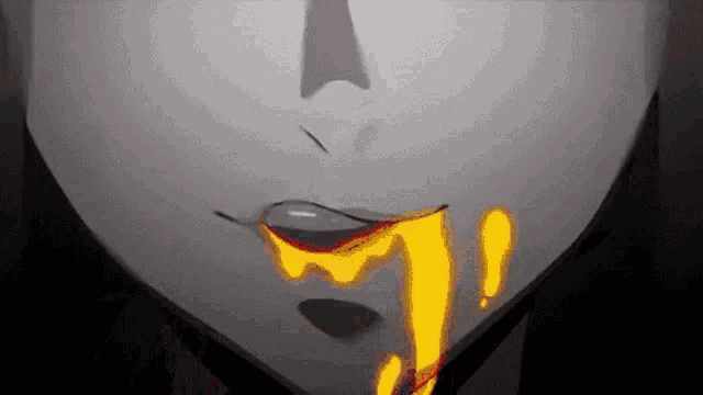 a close up of a person 's mouth with blood dripping from it .