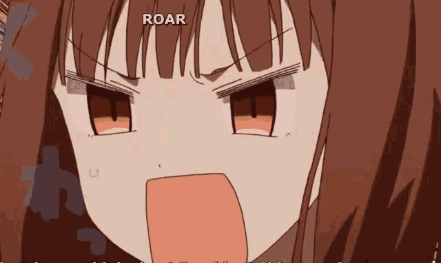 a close up of a girl 's face with the words roar written above her