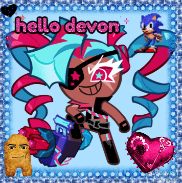 a picture of a cookie with the words hello devon written on it