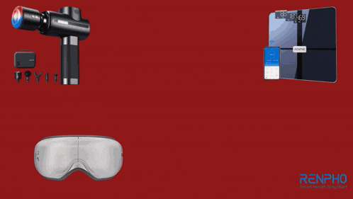 a valentine 's day poster with a massage gun and a scale