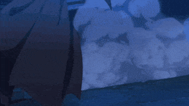 a cartoon character with purple hair and blue eyes looks angry