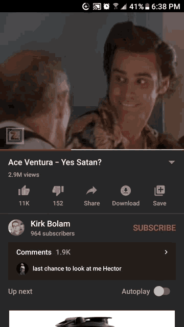 a screen shot of a youtube video titled ace ventura yes satan