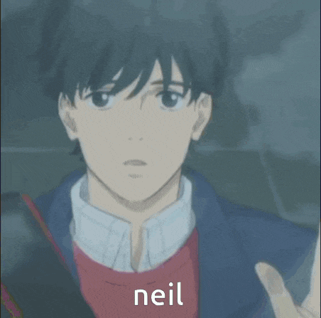 a close up of a boy 's face with the word neil written on it .