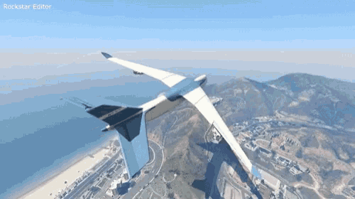 a rockstar editor shows a plane flying in the sky