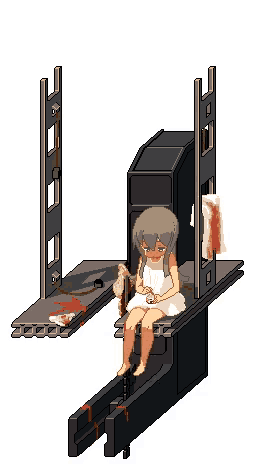 a pixel art of a girl in a white dress