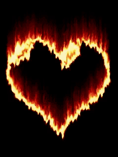 a heart made of flames is on a black background