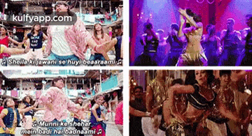 a collage of four pictures of people dancing with the words kulfyapp.com in the upper right corner