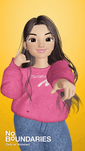 a girl in a pink sweater is pointing at the camera and says no boundaries