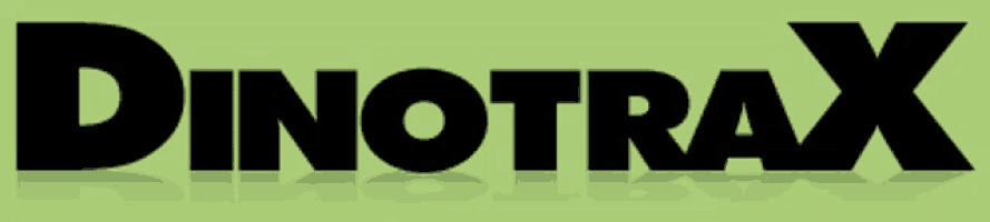 a logo for myspace.com/dinotrax with a cartoon of a dinosaur